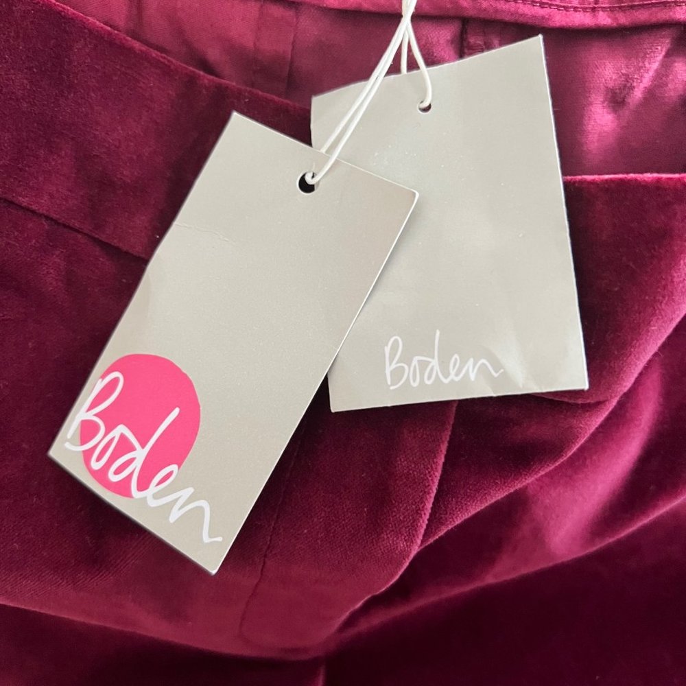 Boden Cranberry Velvet Straight Leg Trousers 18L NWT - Picture 7 of 9